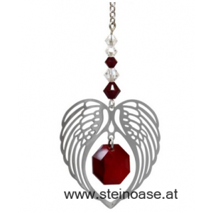 Angel Wing Heart Swarovski Granat